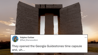 The Georgian guidestones at sunset
