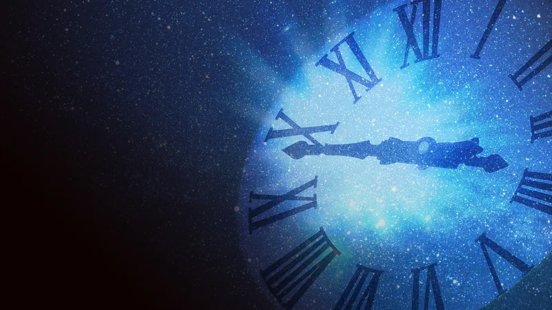 A big clock floats through space