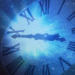 A big clock floats through space