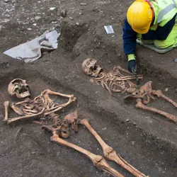 The skeleton of two medieval friars buried on the former grounds of the Augustinian friary in Cambridge