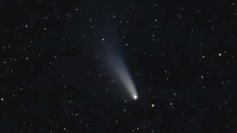 Halley's comet streaks through a night sky