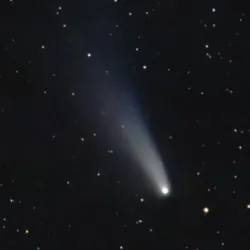 Halley's comet streaks through a night sky