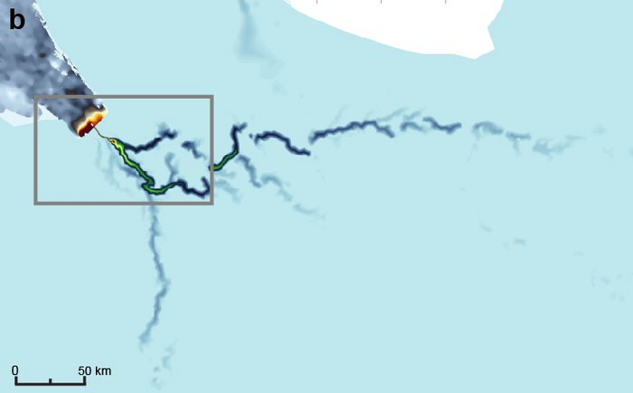 Model of the river system found beneath the Antarctic ice sheet. 