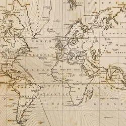 Photo of a genuine hand drawn world map, it was drawn in 1844 and therefore the countries are named as they were in the 19th century, the staining is a result of natural ageing process