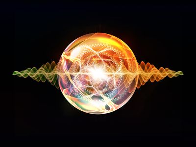 Background design of fractal spherical patterns and conceptual elements on the subject of science, technology,