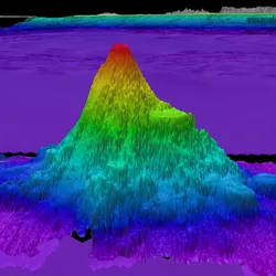 The second of four seamounts recently discovered by the team on Schmidt Ocean Institute’s R/V Falkor (too) while traveling from Costa Rica to Chile stands 1,873 meters (6,145 feet) in height.