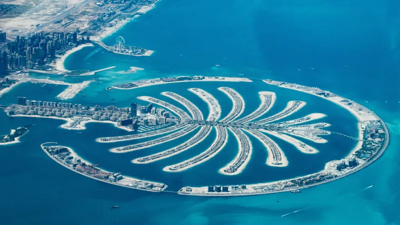 The Palm Jumeirah as seen from above.