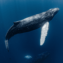 A humpback whale underwater.