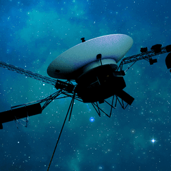 NASA’s Voyager 1 spacecraft is depicted in this artist’s concept traveling through interstellar space 