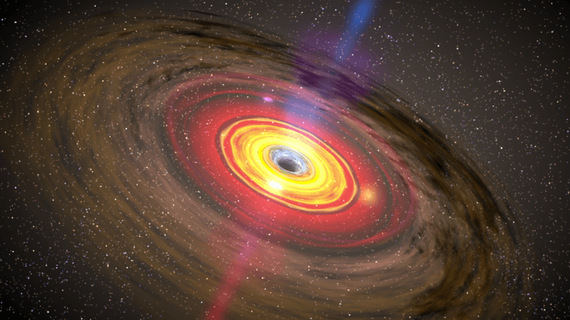 Artist impression of a bright accretion disc around a supermassive black hole