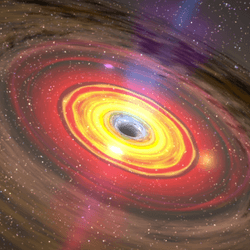 Artist impression of a bright accretion disc around a supermassive black hole