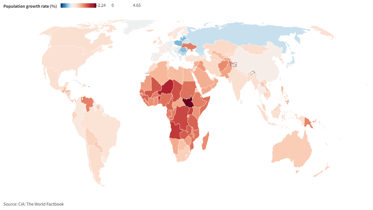 These Are The Fastest Growing Countries In The World, According To The CIA