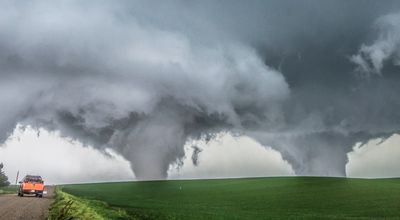 Twin tornadoes outside of Wisner, Nebraska on June 16, 2014.