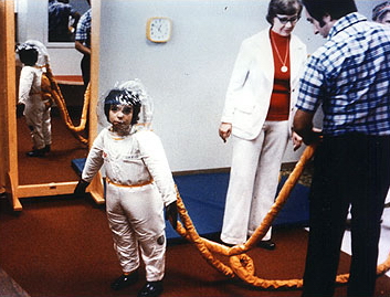David Vetter, a young boy, wearing a spacesuit designed for him to explore more of his environment despite his severe immune deficiency David Vetter, a young boy, wearing a spacesuit designed for him to explore more of his environment despite his severe immune deficiency