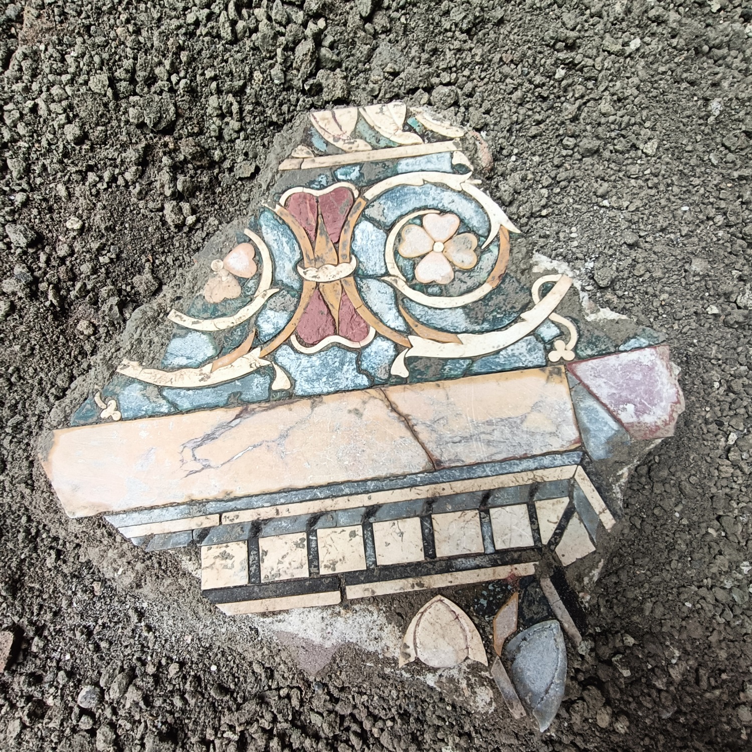 A beautiful decorative relic found in the recent excavations of the Insula Meridionali, Pompeii