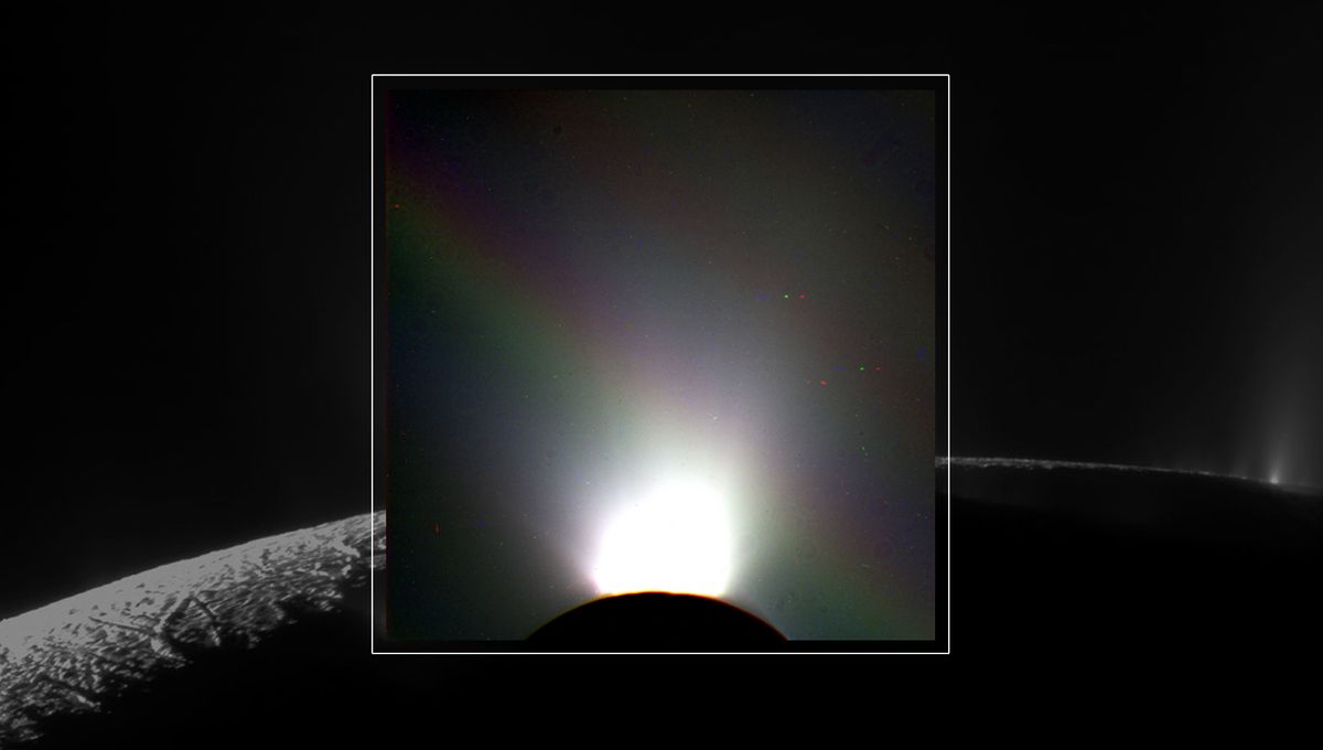 Cassini Abadikan Pelangi Tak Terduga di Atas Enceladus, Membingungkan Astronom