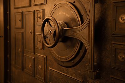A vault door sealed. 