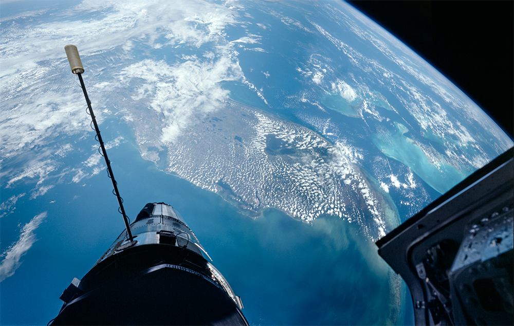 Earth as seen from Gemini during Buzz Aldrin's space walk.