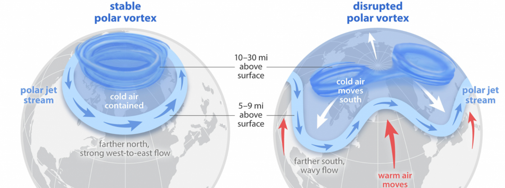 A globa showing The science behind the polar vortex in the Northern Hemisphere,