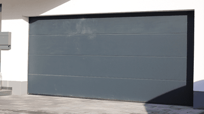 A garage door.