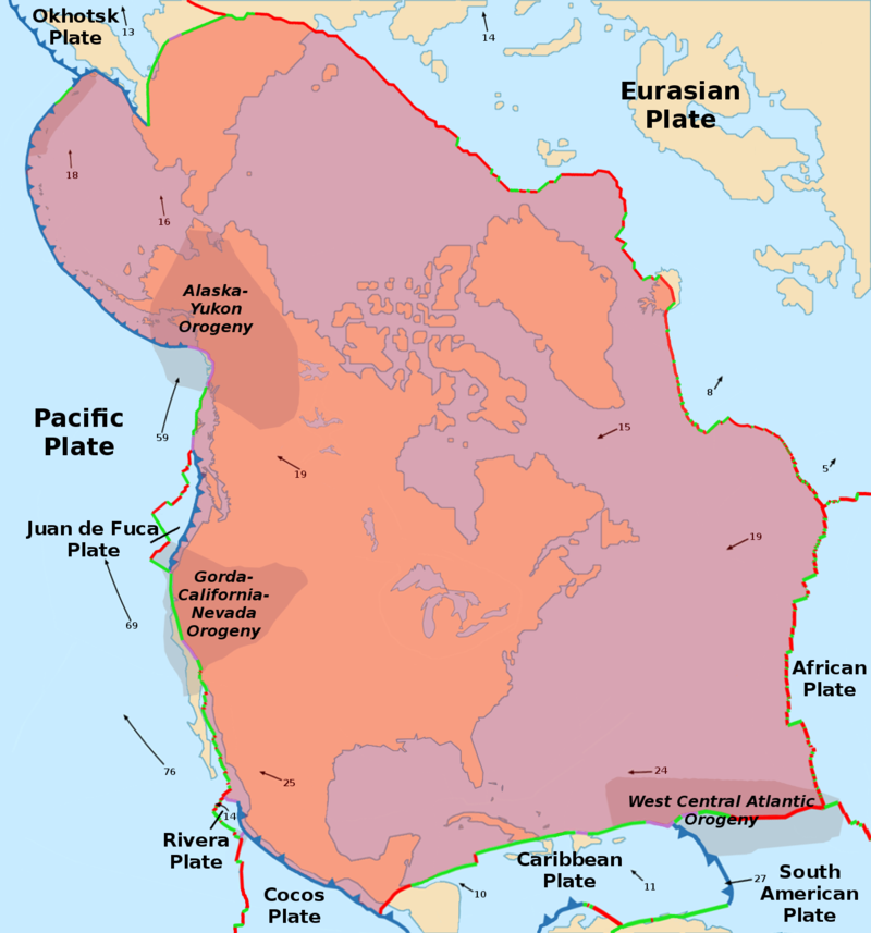 A map of North American tectonic plate A map of North American tectonic plate