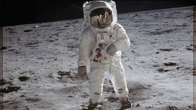Buzz Aldrin on the Moon.