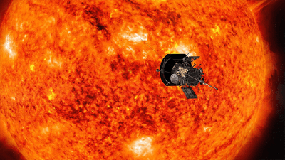 The Parker Solar Probe approaching the Sun (artist impression).
