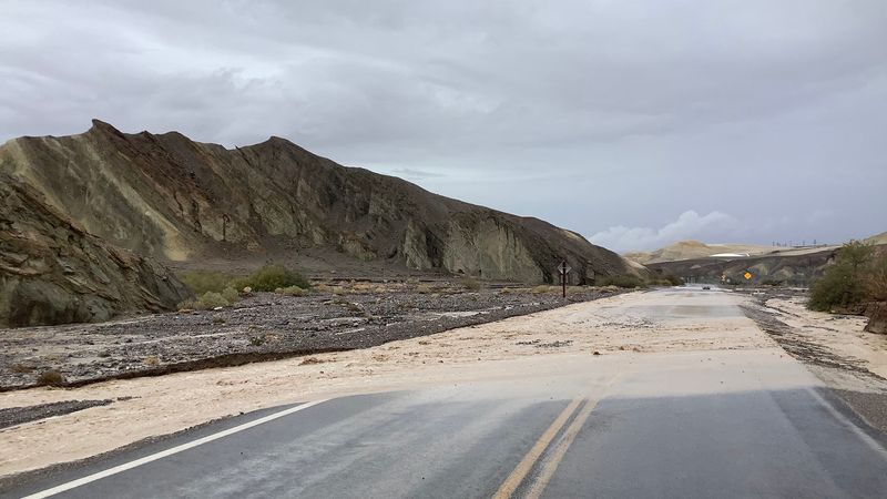 a damaged road in Death Valley National Park