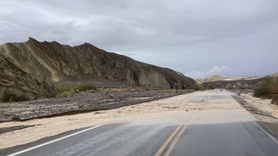 a damaged road in Death Valley National Park