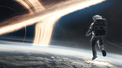 Artist impression of a black hole near Earth.