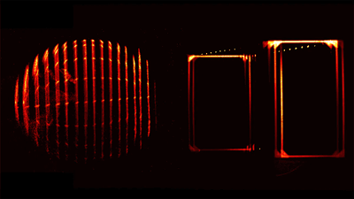 A visualization of a cube and a sphere undergoing relativistic rotation.
