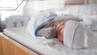 A newborn baby in hospital.