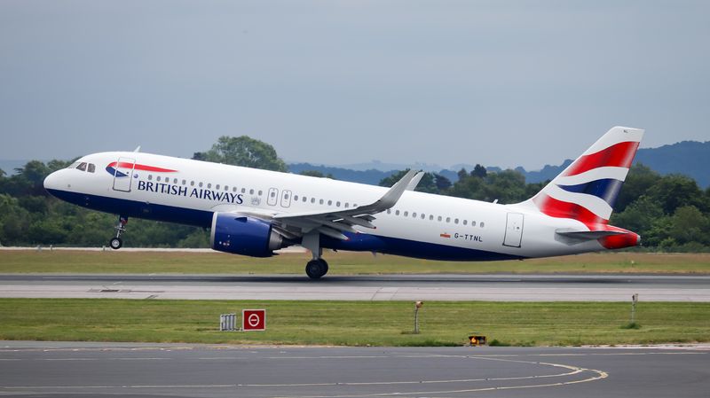 A british airways plane about to take off.