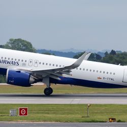 A british airways plane about to take off.