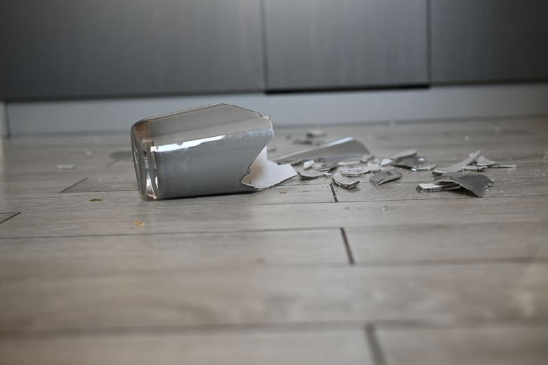 a broken vase on the floor