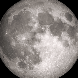 A photo of the full near side of the Moon illuminated