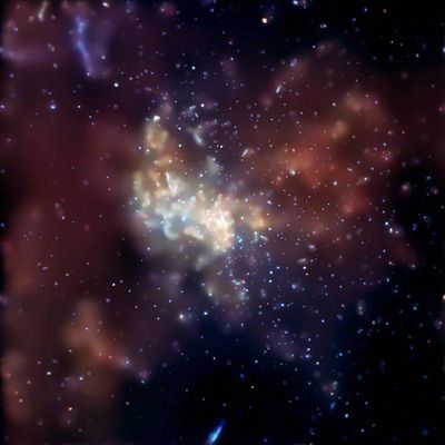 the area looks like a bright colorful and wispy cloud