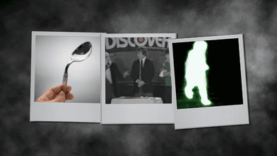 photograph of the moment project alpha was revealed, a bent spoon, and a ghostly image