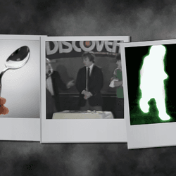 photograph of the moment project alpha was revealed, a bent spoon, and a ghostly image