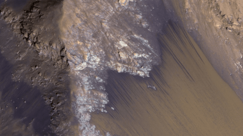 Recurring slope lineae on Valles Marineris on Mars.