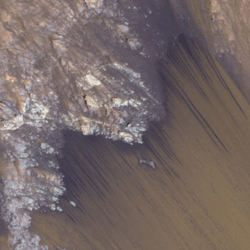 Recurring slope lineae on Valles Marineris on Mars.