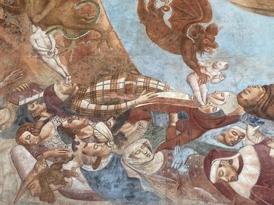 Trionfo della Morte: A fresco in the Camposanto Monumentale of Pisa that's dated to the 14th century.