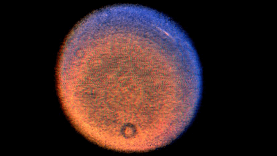 Uranus in false color, imaged by Voyager 2 in 1986.