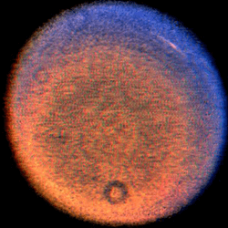 Uranus in false color, imaged by Voyager 2 in 1986.