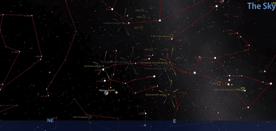a graphic showing the position of jupiter and the moon in the sky on Sunday evening