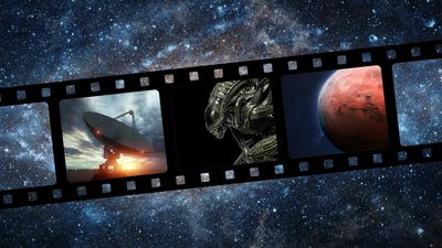 reel of film showing scenes from space
