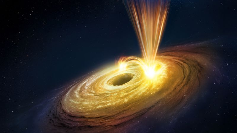 Artist’s impression of the flaring, windy black hole in NGC 3783.