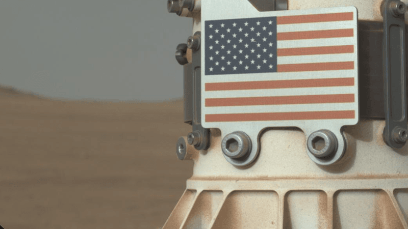 The US flag on Mars (on the Perseverance Rover).