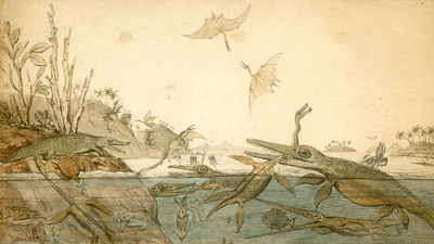 Geologist Henry De la Beche’s watercolor Duria Antiquior