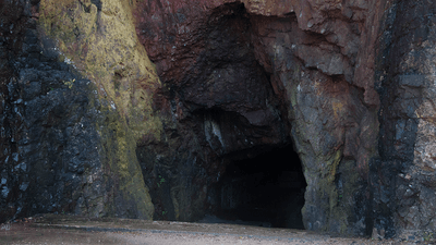 An entrance to a cave.